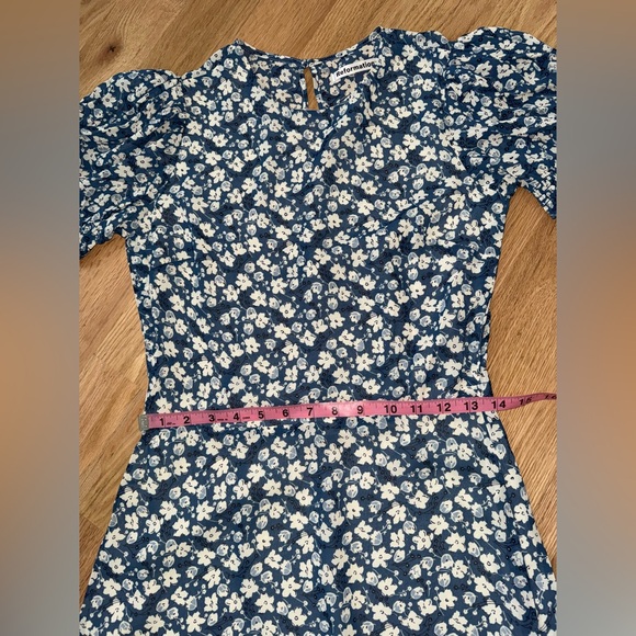 NEW WITH TAGS Reformation Lee Raquel Blue Floral Puff Sleeve Midi Dress Size 6 - Picture 11 of 16